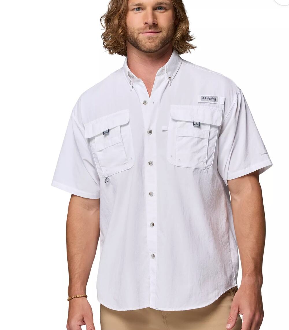 Columbia Bahama 30 PGF Fishing Lightweight Short Sleeve Shirt White Size Large